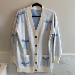 Blue bow Cardigan Sweater